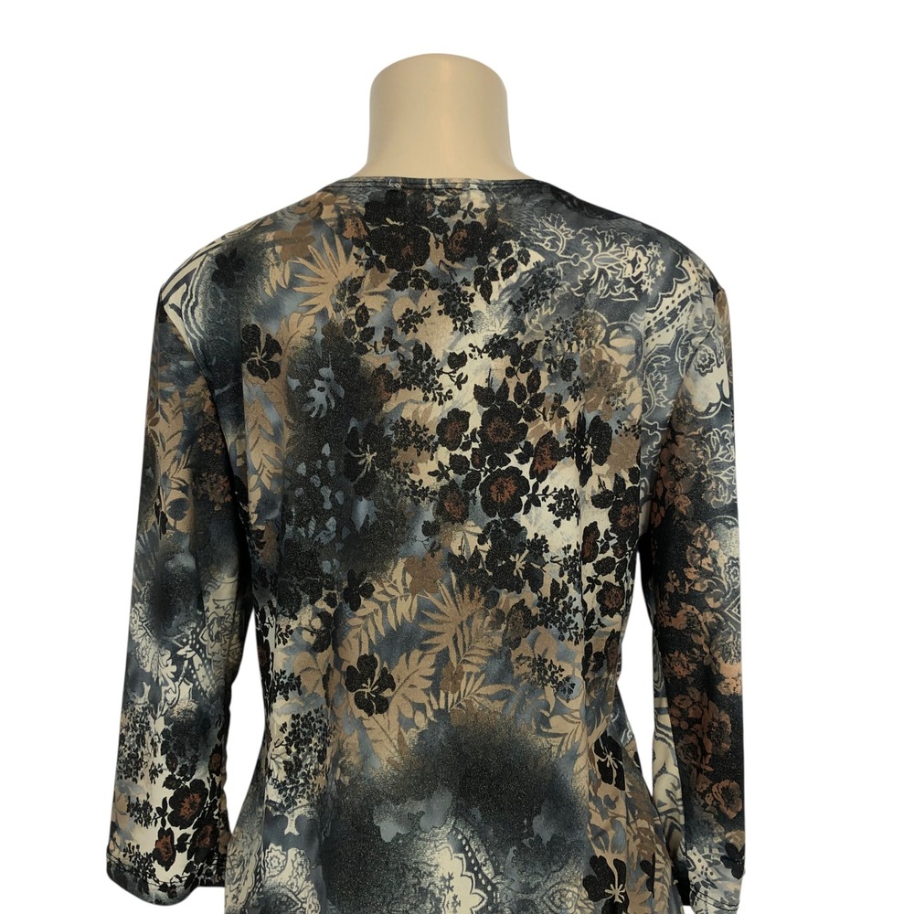 Dressbarn Floral V-Neck Buckle Top Shirt Medium Y2K Whimsigoth Fairy Grunge 90s - Picture 6 of 14